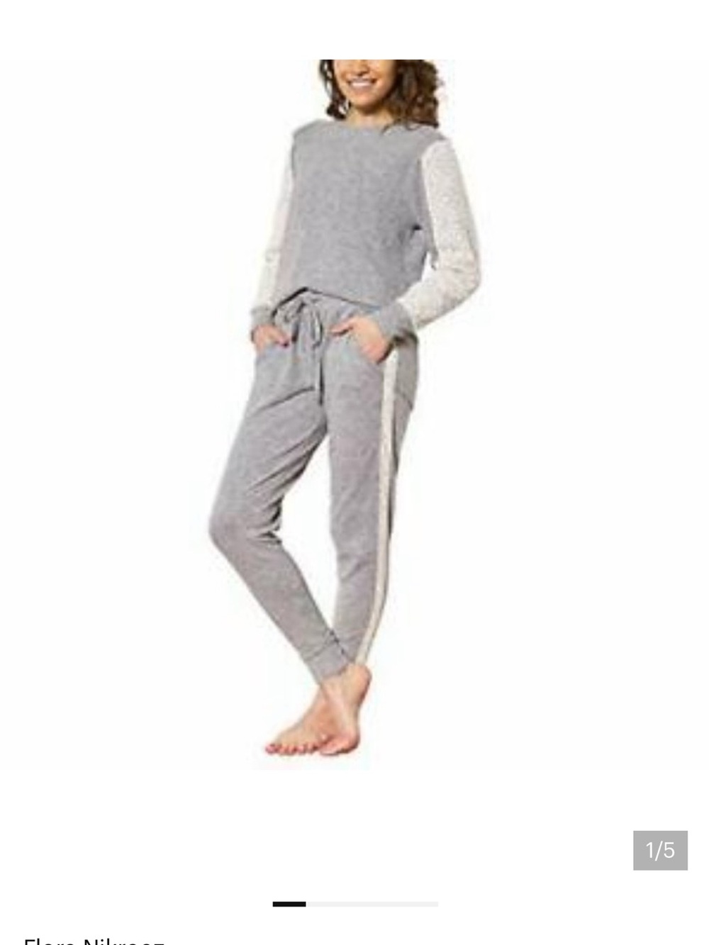 FLORA NIKROOZ Lace & GREY LOUNGEWEAR PAJAMA SET LARGE